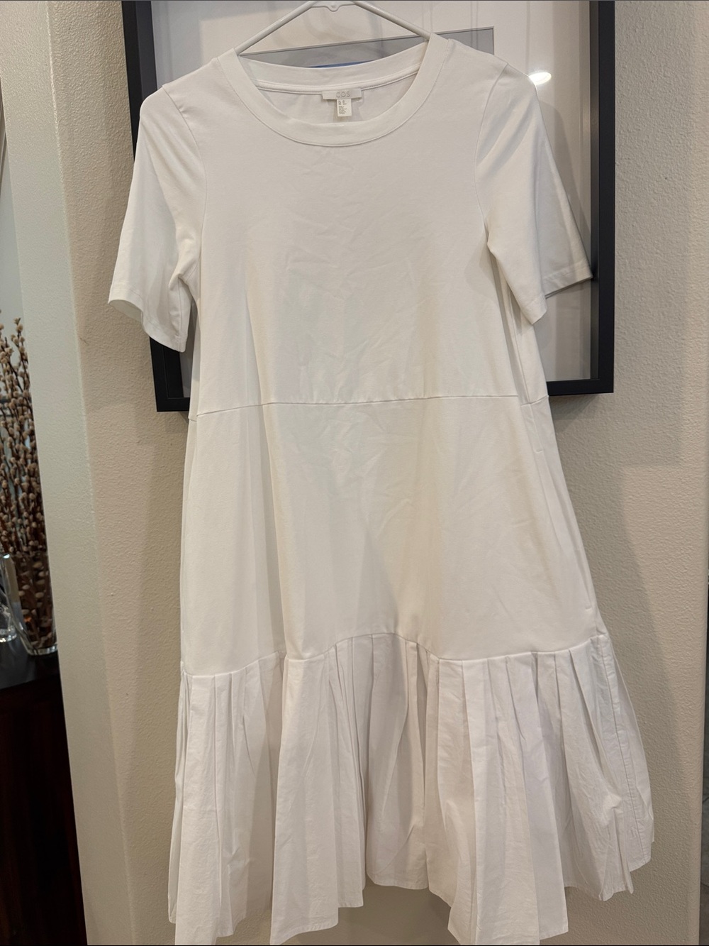 COS White Short-Sleeve Tiered Midi Dress